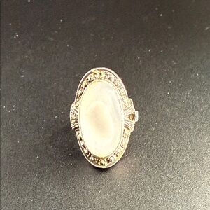 Delicate White Oval Statement Ring - Women's Jewelry SIZE 8 ring